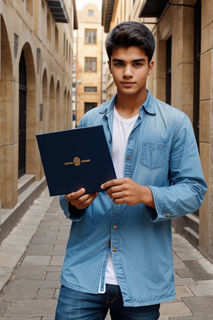 Student he is holding a diploma in his hand of any universities or institute