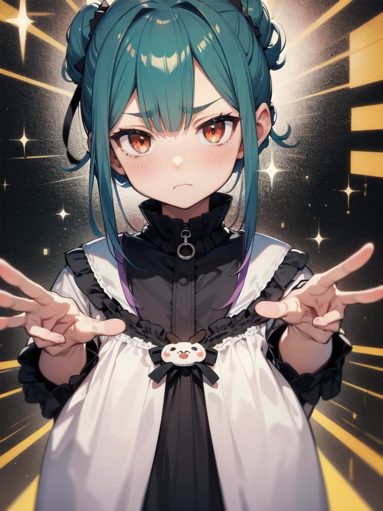 Rushia、Double Peace、solo、Displeased face、