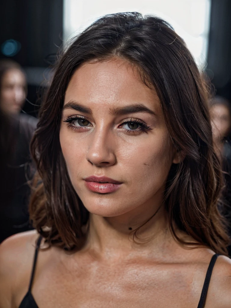 closeup portrait photo of beautiful 26 y.o woman, makeup, 8k uhd, high quality, dramatic, cinematic