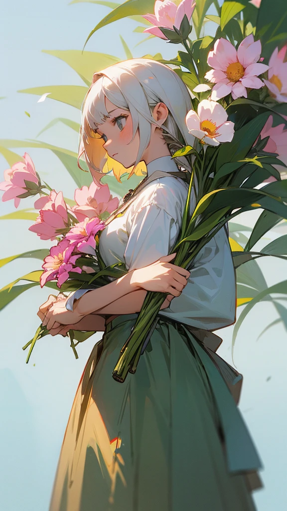 A girl with flowers 