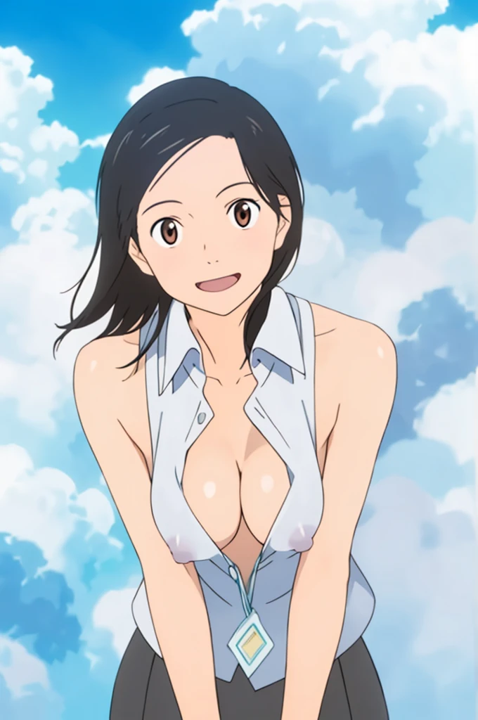 masterpiece, Highest quality, alone,One girl,View your viewers,city,Anime Style,
Tamaki,topless、Larger breasts、Bare nipples、Erect nipples、Upper body close-up、Naked upper body、Embarrassed smile、Erotic look、Approach on all fours、