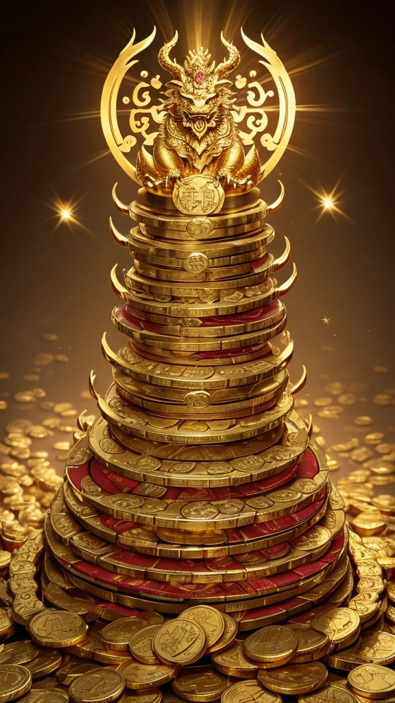 gold coins in mouth,Chinese dragon, five claws,Chinese dragon, five claws,Chinese dragon, five claws,on the pile of treasure,gold bars,gold coins,large amount of gold coins,whole body,light,divine,god,shining,light,divine,god,shining,shining,light,divine,god,shining