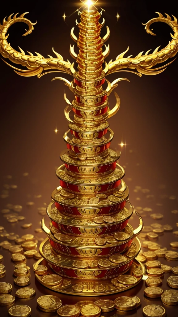 gold coins in mouth,Chinese dragon, five claws,Chinese dragon, five claws,Chinese dragon, five claws,on the pile of treasure,gold bars,gold coins,large amount of gold coins,whole body,light,divine,god,shining,light,divine,god,shining,shining,light,divine,god,shining