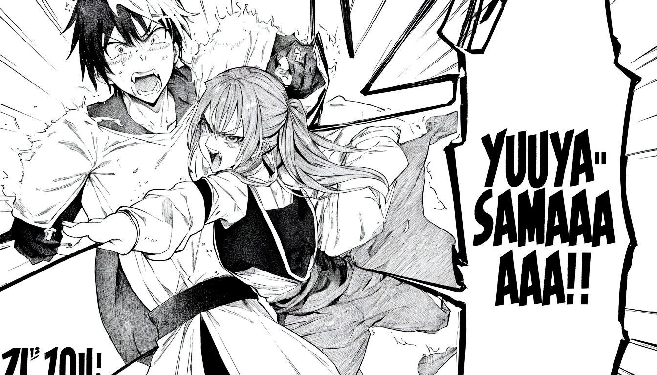 arafed image of a couple of anime characters in a comic, black and white manga panel, black and white manga page, manga panels, award winning manga style, black and white manga comic, isekai manga panel, black and white manga, black and white manga style, they are fighting very angry, manga panel, as a manga panel