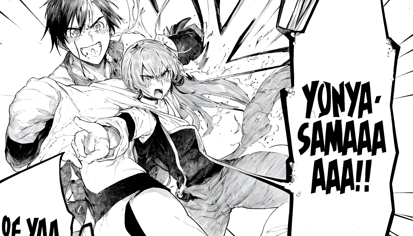 arafed image of a couple of anime characters in a comic, black and white manga panel, black and white manga page, manga panels, award winning manga style, black and white manga comic, isekai manga panel, black and white manga, black and white manga style, they are fighting very angry, manga panel, as a manga panel