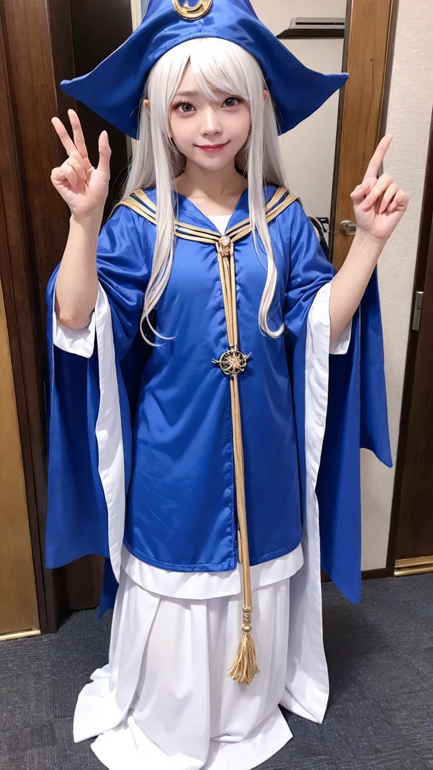 (Cute wizard cosplay、Wizard&#39;s Hat、Wizard&#39;s wand、Wizard&#39;s Skirt、Wizard's Boots)、Embarrassed expression、Worried brow、Braiding, Thighs、Camel Toe、knees、Big nipples、Chest to chest, choker、Standing、Beautiful eyes、Gorgeous earrings、Beautiful woman with perfect figure、Slim Abs、Thick brown hair, Big boobs bigger than your head, Highly detailed face and skin texture, double eyelid, Exposed breasts,  (Fishnet tights)、(Light magic background:1.4)、(Show your nipples to viewers:1.4)