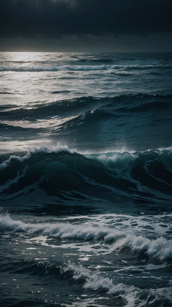  a dark and gloomy ocean,ultra realistic 8k