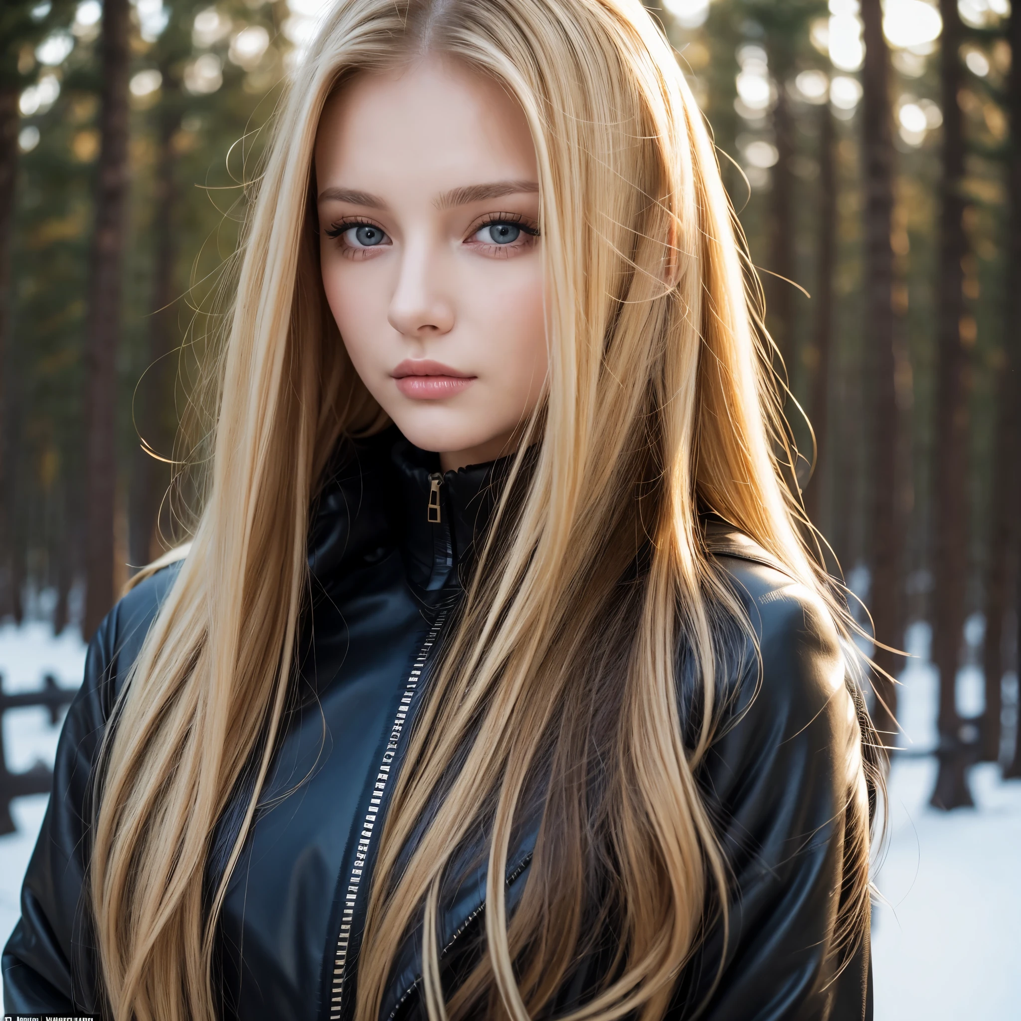 Close up portrait of long-haired woman in black jacket, Brunette with dyed blonde hair, Dasha Taran, Aleksandra Waliszewska, Angelina Stroganova, Very beautiful face, Anna Nikonova、Also known as New Milky, Gorgeous blonde, Gorgeous and attractive face, Beautiful face with brown blonde hair, beautiful nordic woman, nodded