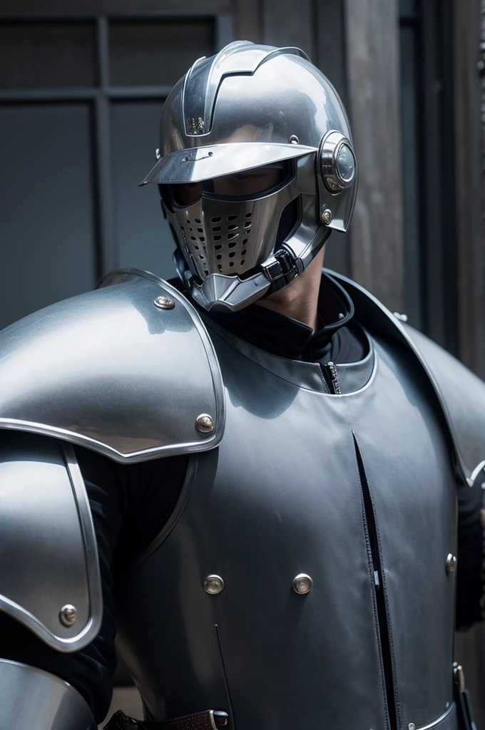 ((masterpiece)), ((best quality)), 1man, solo, knight, knight suit, knight helmet, realistic, dark