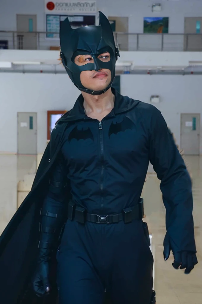 The Batman suit is a sleek and intimidating black jumpsuit made of a durable, high-tech material.
The suit is adorned with a distinctive yellow utility belt around the waist, complete with various pouches and compartments for Batman's various gadgets.
The chest emblem is a bold, gold Bat-shaped symbol, which serves as a beacon of hope and a reminder of Batman's commitment to justice.
The suit itself is a matte black finish, with a slight sheen that hints at the advanced technology integrated into the fabric.
The gloves are long and gauntleted, with built-in claws that can be extended for combat or climbing.