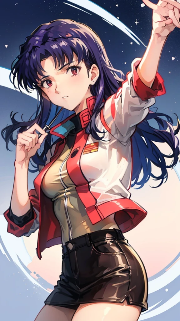  detailed description of Misato Katsuragi, another notable character from the anime Neon Genesis Evangelion:

Physical appearance: Misato is an attractive young woman with light brown hair that she usually wears down., with side locks framing her face. He has large and expressive eyes, often showing a lively and energetic look. Their casual attire typically consists of t-shirts, casual shorts or skirts, reflecting his relaxed lifestyle outside of his duties at NERV.

Personality: Misato is known for her outgoing and charismatic personality.. She is friendly, energetic and often displays an irreverent sense of humor. Despite his carefree appearance, She is a maternal and protective figure for Shinji., Asuka and other young characters in the series. However, It also has a more serious and reflective side, especially when it comes to the secrets and responsibilities related to NERV.

Profession and role in the series: Misato is the head of tactical operations at NERV and the direct supervisor of the Evangelion pilots.. He has deep tactical and strategic knowledge, being vital in the defense of humanity against the Angels. Her ability to handle difficult situations and make quick decisions makes her a central figure in combat operations..

Past and motivations: Misato&#39;s past is marked by traumatic events related to Second Impact., which influence his focus on protecting humanity and his determination to understand and control the Evangelions.. His relationship with his father and his search for personal redemption are also important themes in his development as a character..

Relations: Throughout the series, Misato develops complex relationships with other characters, including a close and sometimes tense connection with Ryoji Kaji, as well as a mentoring relationship with Shinji and a maternal role towards him and the other pilots..

Misato Katsuragi is a multi-character