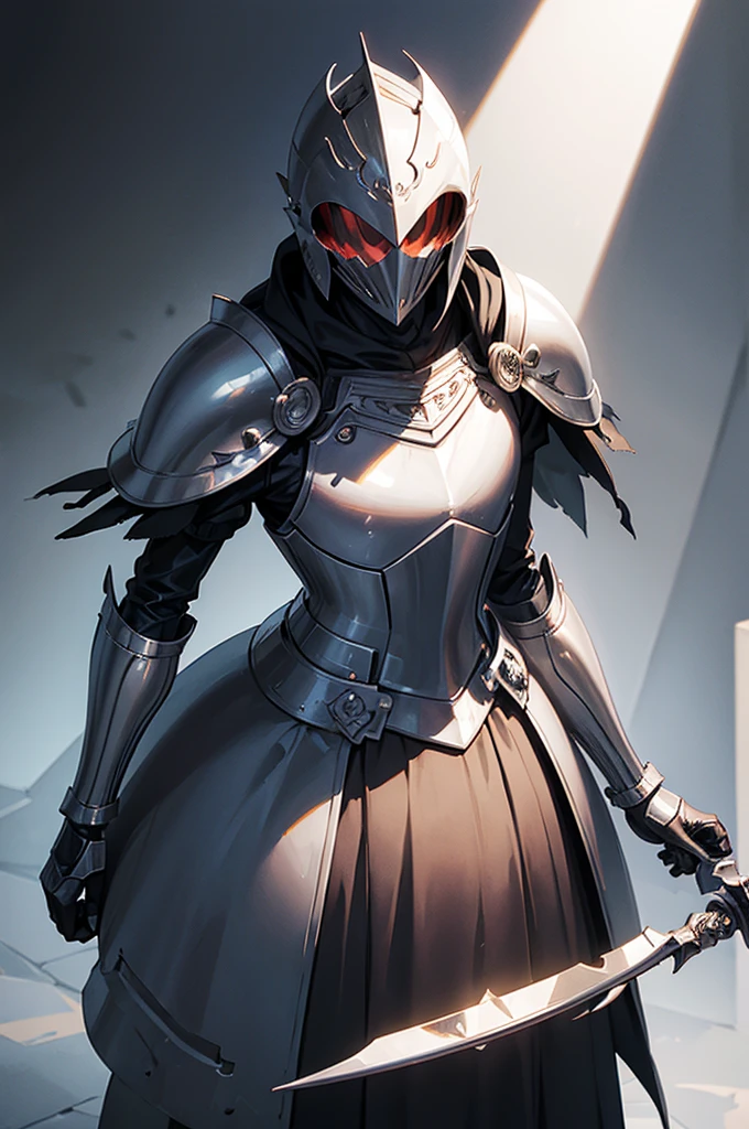 ((masterpiece)), ((best quality)), 1man, solo, knight, knight suit, knight helmet, shattered knight helmet, realistic, dark environment, dark room