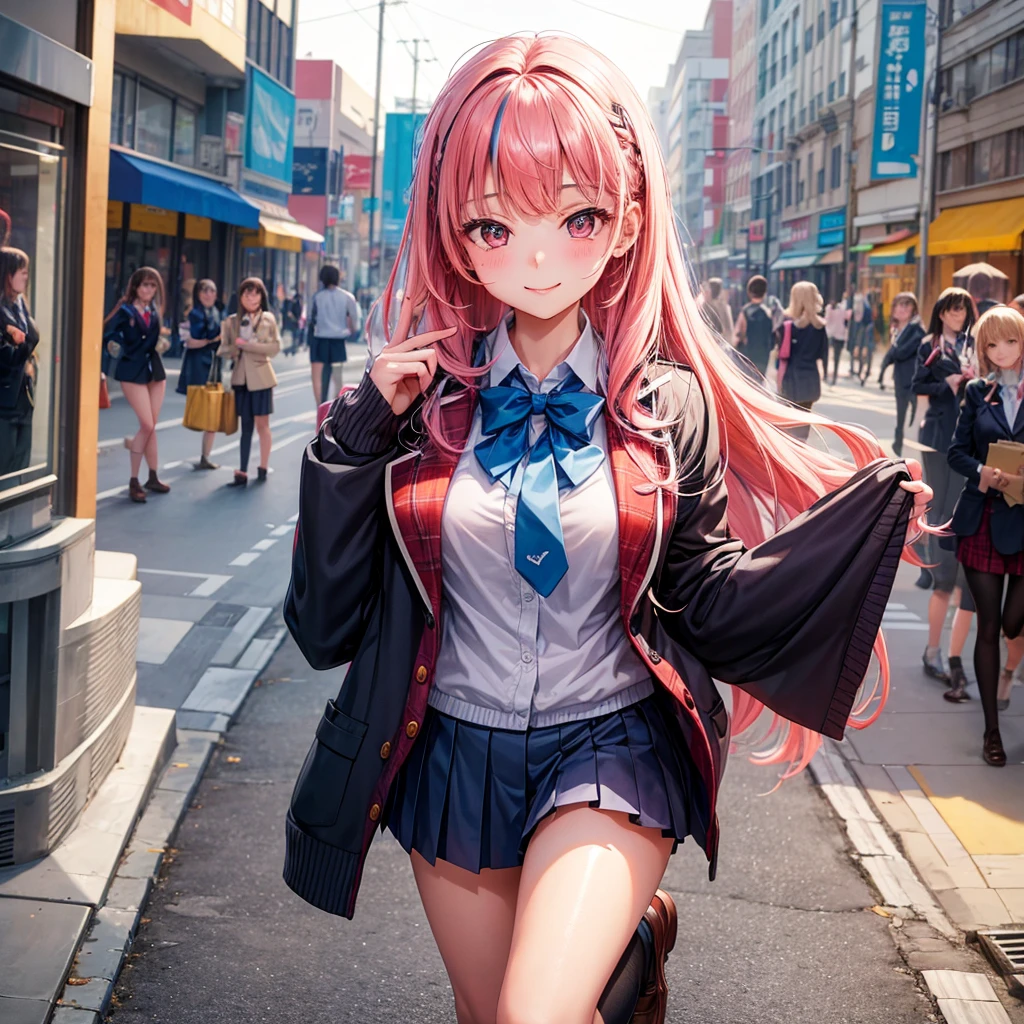 middle School girls，smile，Beautiful girls，The best quality to get you horny，Multi-colored hair，Perfect Girl，Super cute girl，uniform，blazer，School festival，Wearing a cardigan，Long Hair、She has her bangs down，Ultra HD，Young girl，Sex，Naughty Girls，Full body image，Absurd，Beautiful girls，