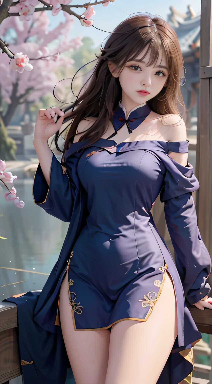Official Art, Unified 8K Wallpapers, Ultra Detailed, Beautiful and Aesthetic, Masterpiece, Best Quality, (Zentangle, Tangle, Entangle), (fractal art: 1.4), (character center: 1.3), 1girl, black hair, Chinese, off-the-shoulder, short skirt, calf, navel, very detailed, dynamic angle, cowboyshot, (most beautiful form chaos), flowing, (bright colors), oc, (medium breasts), Chinese costume pajamas transparent