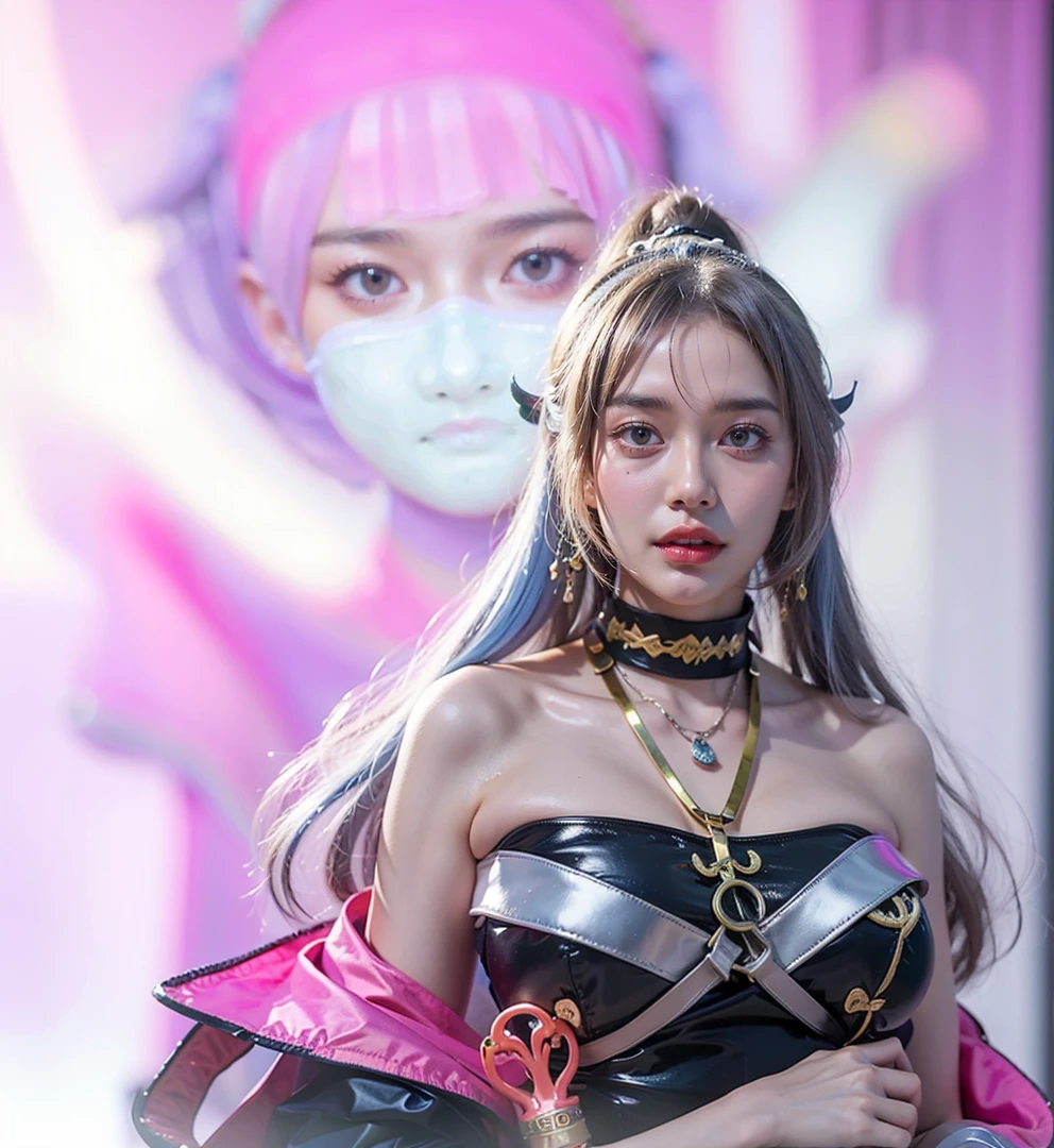 a close up of a 4 girls  , white and black hair , big booobs ,  shadowbringers cinematic, 4 k detail fantasy, a beautiful fantasy empress, game cg, xianxia fantasy, xianxia hero, 2. 5 d cgi anime fantasy artwork, cinematic goddess close shot, ruan jia and artgerm, wow 4 k detail fantasy, hyperdetailed fantasy character, The image shows a 3D rendering of an anime-style female character with blue hair, wearing a black and gold outfit, standing in a futuristic city with a cityscape in the background, wow 8k resolution, super clean face, clean face, face detailed, super face detail, high resolution, super high resolution, super realisme, very high resolution and dark background and subtle blur.