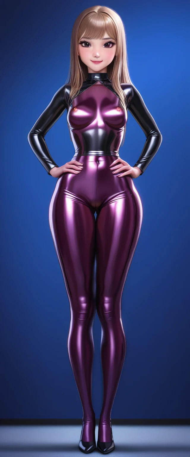 8K, very realistic, realistic, detailed, realistic, high quality, whole body, Sisdeep_loli, realistic 얼굴, Huge milk, nipple, tight latex tops, tight latex miniskirt, Korean female , Smiling face, Beauty, pretty girl,. 1 kpop female idol, ,(Standing in a short latex miniskirt with legs half-spread ), Spread your legs,
