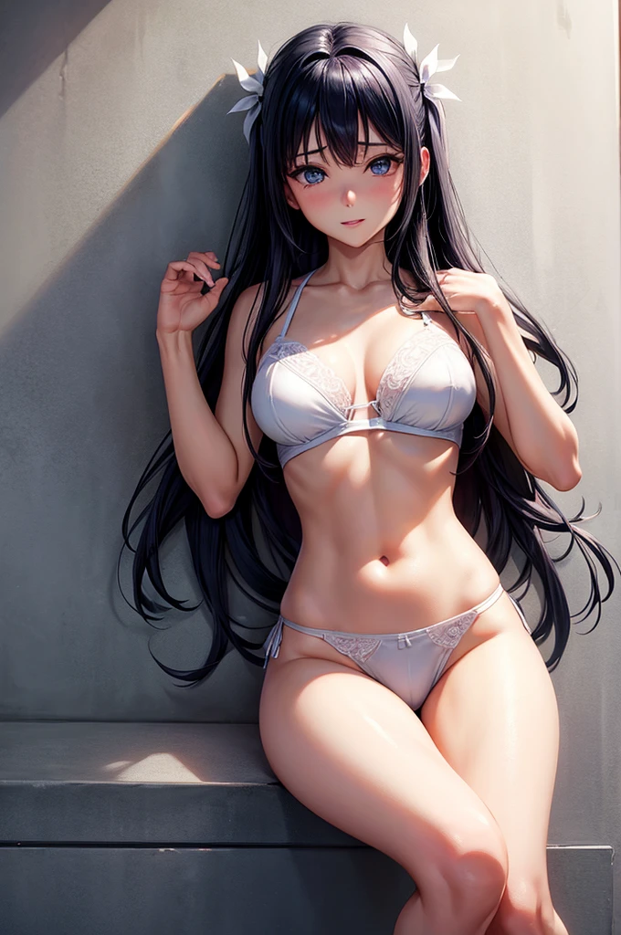 Hinata hyuga from Naruto dressed in white lingerie