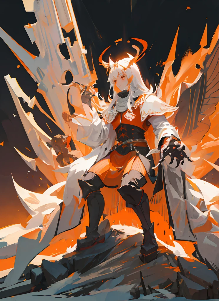 1Big whiteorange royal tigerhuman, scarry,red blood ,big claw, hunger, frozen blackground, stronger, animal, stand on to legs, big, old,snow cloth, lycan, fantasy, wearing armor coat, 