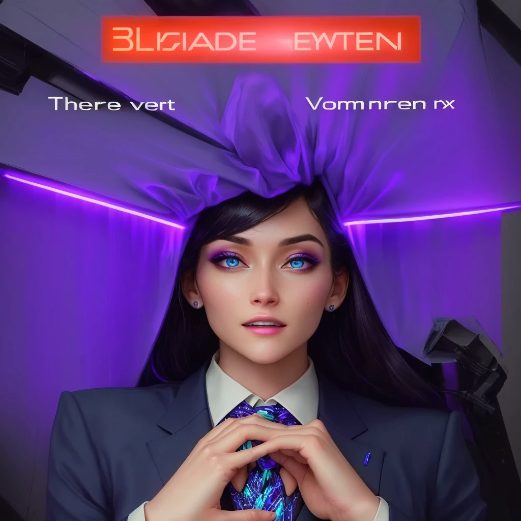 there is a woman in a suit and tie making a face, blacklight reacting, twitch streamer, very very low quality picture, his palms are sweaty
