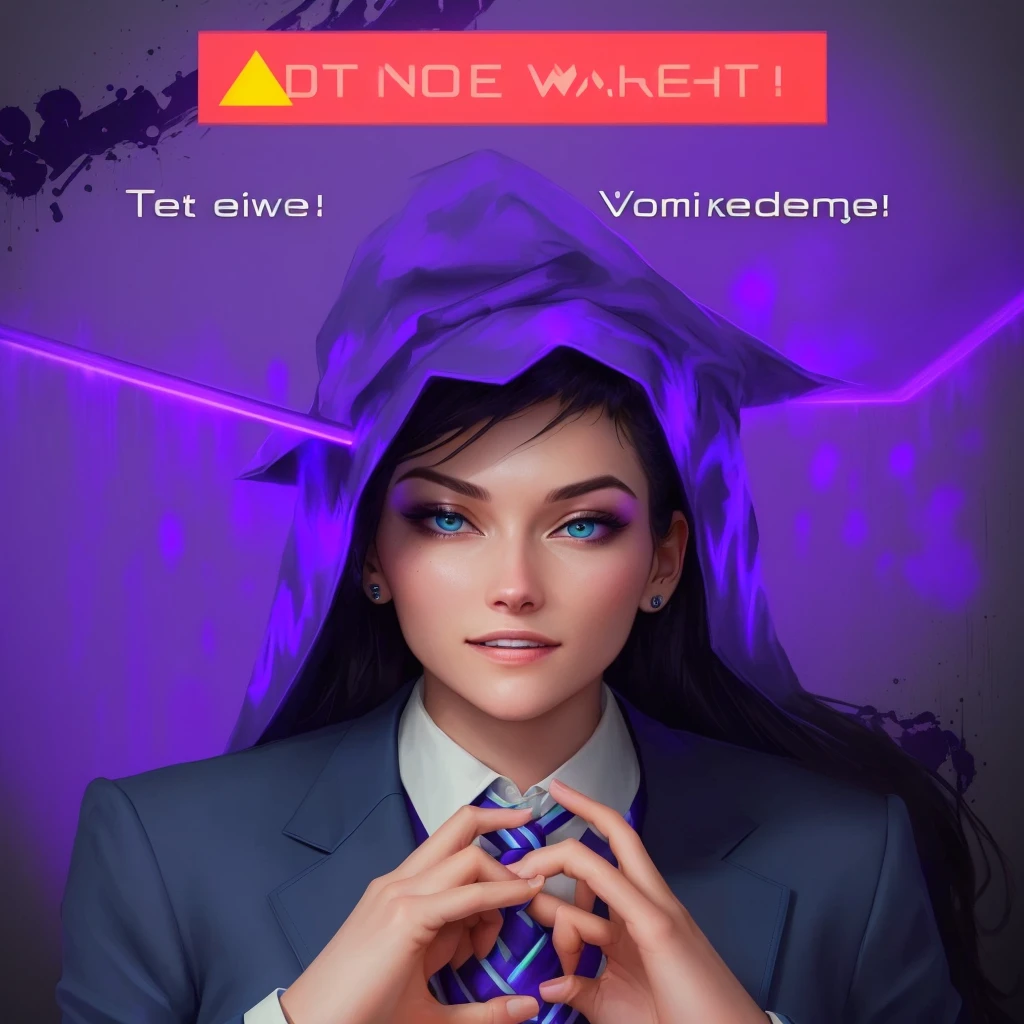 there is a woman in a suit and tie making a face, blacklight reacting, twitch streamer, very very low quality picture, his palms are sweaty