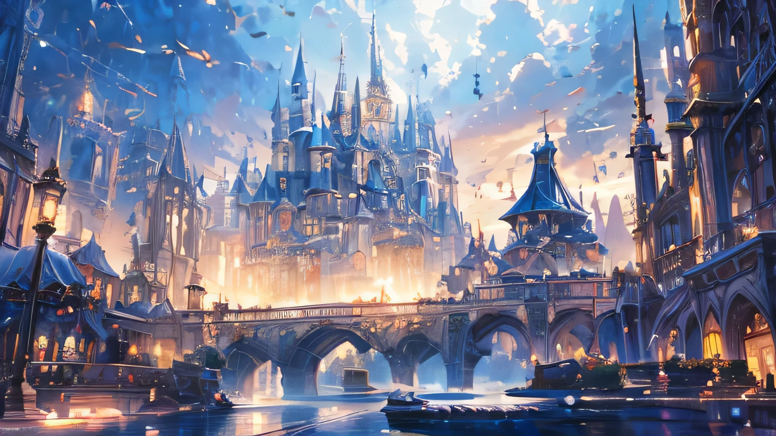 haze, Thomas Kinkade, Aaron Wiesenfeld、Beksinki、Adrian Eversen、Gedimins Plankevicius、Escher, Intricately refined textures, Matte painting details, Deep Color, wonderful, Intricate details young wizards at the Royal Academy of Magic using