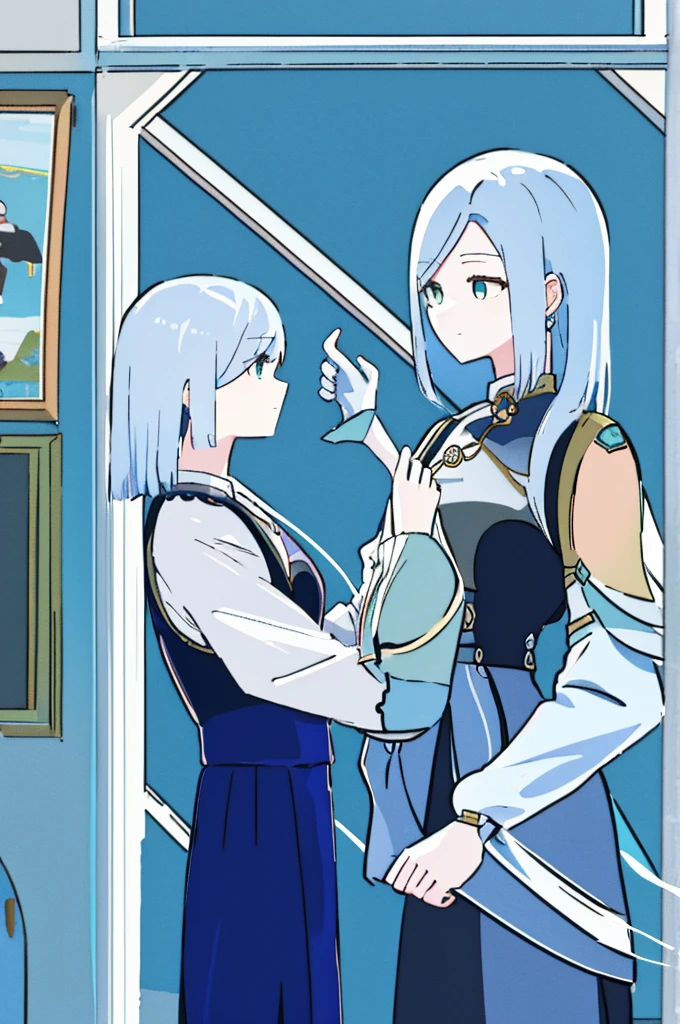 Super detailed,(Highest quality),((masterpiece)),(High resolution),original,very, Blue Hair, White Hair, Two Women, 