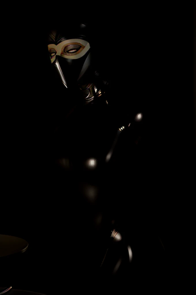 (far shot, full shot), photorealistic masterpiece, photoshoot, hasselblad photography, face, (skinny) Adult waitress wearing a silver (latex mask, latex hood, open latex catsuit:1.5), (large breasts, perfect cleavage, round breasts, plunging neckline:1.2), extremely detailed face, beautiful face, cinematic lightning, (studio lighting), (serving in a restaurant, holding a plate, dishes, food, serving:1.2)