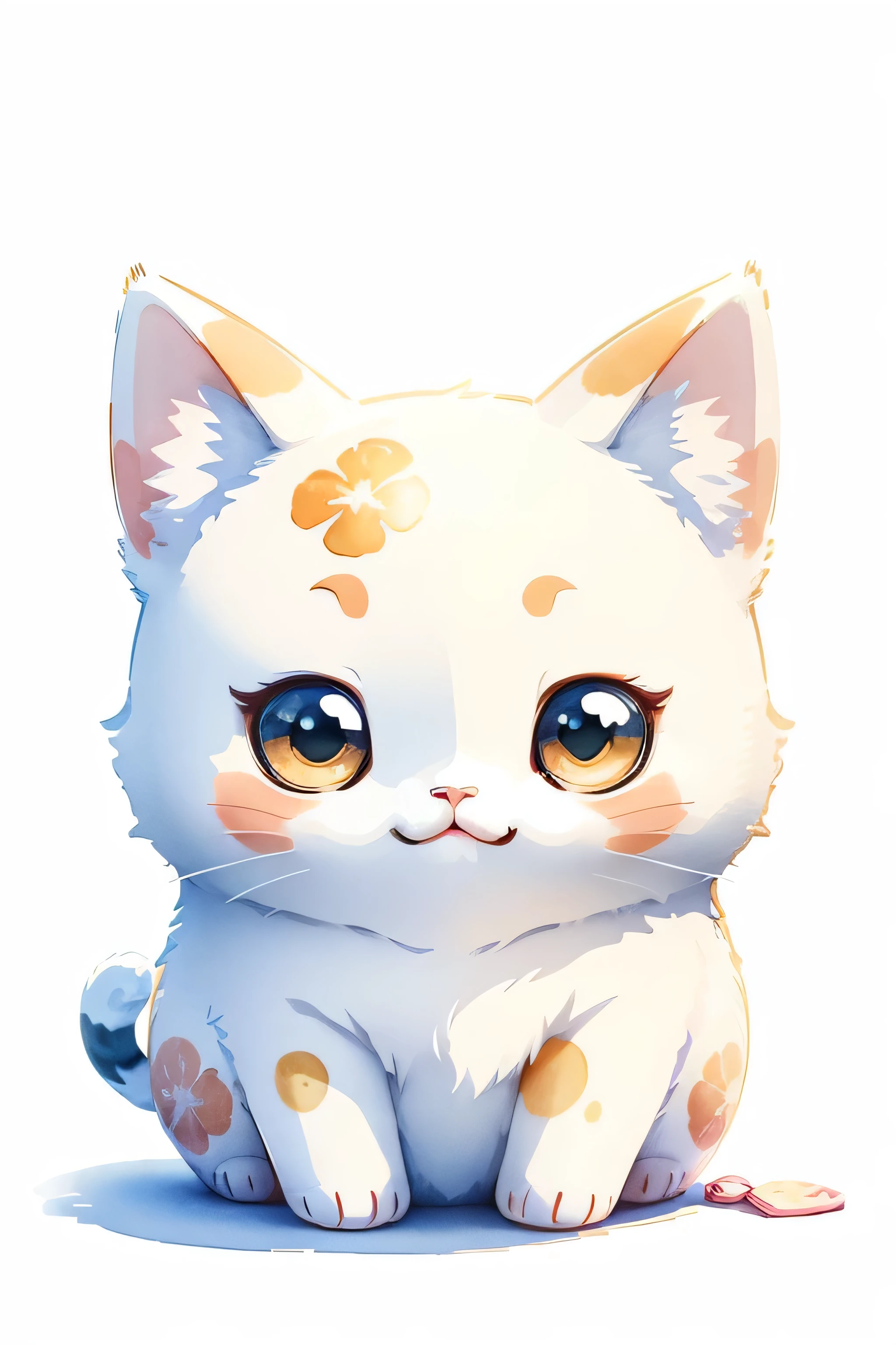 watercolor vector illustration of smiling cute kawaii maneki neko summer vibes white background for shirt design