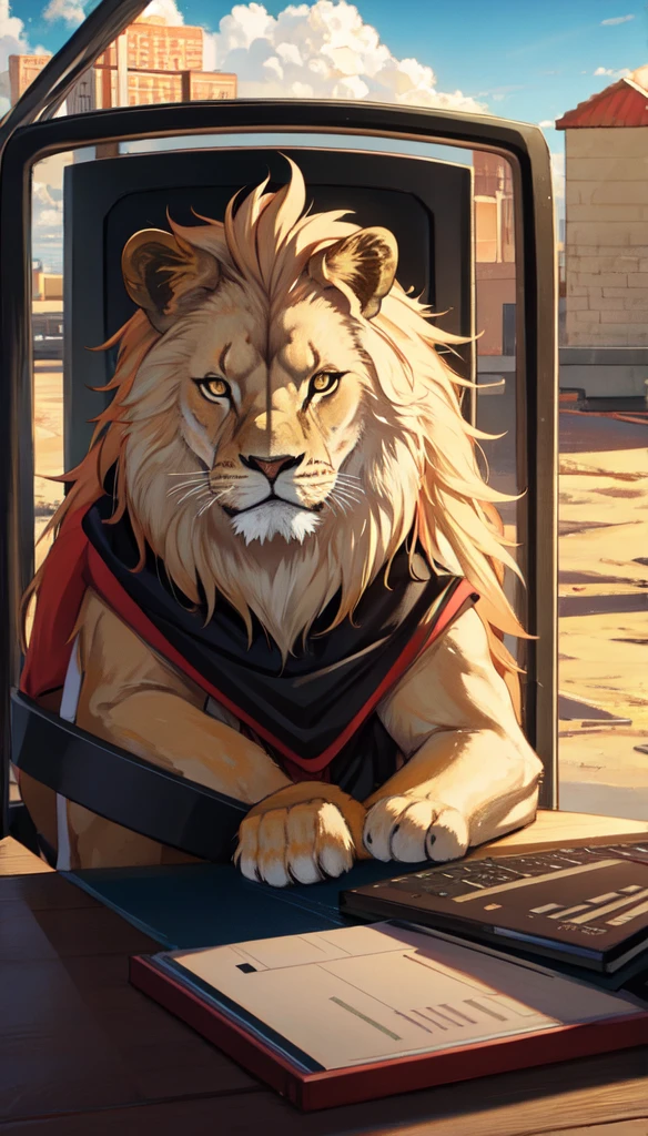 photo of lion, 8k uhd, high quality,