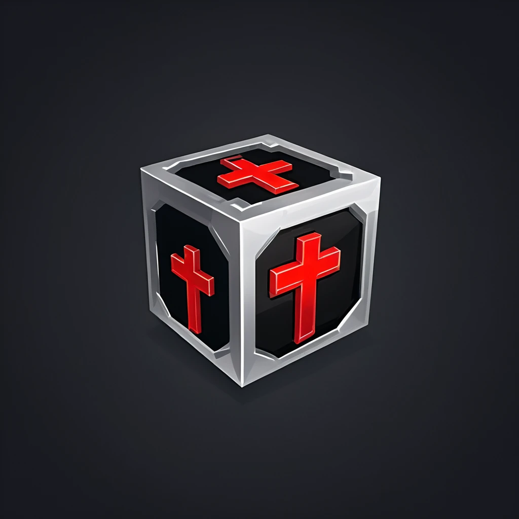 logomkrdsxl,an edgy logo of a 3D Cube with Cross , vector, text "Gizmo", best quality, masterpiece,Army , brand, dark background, glowing red eyes,