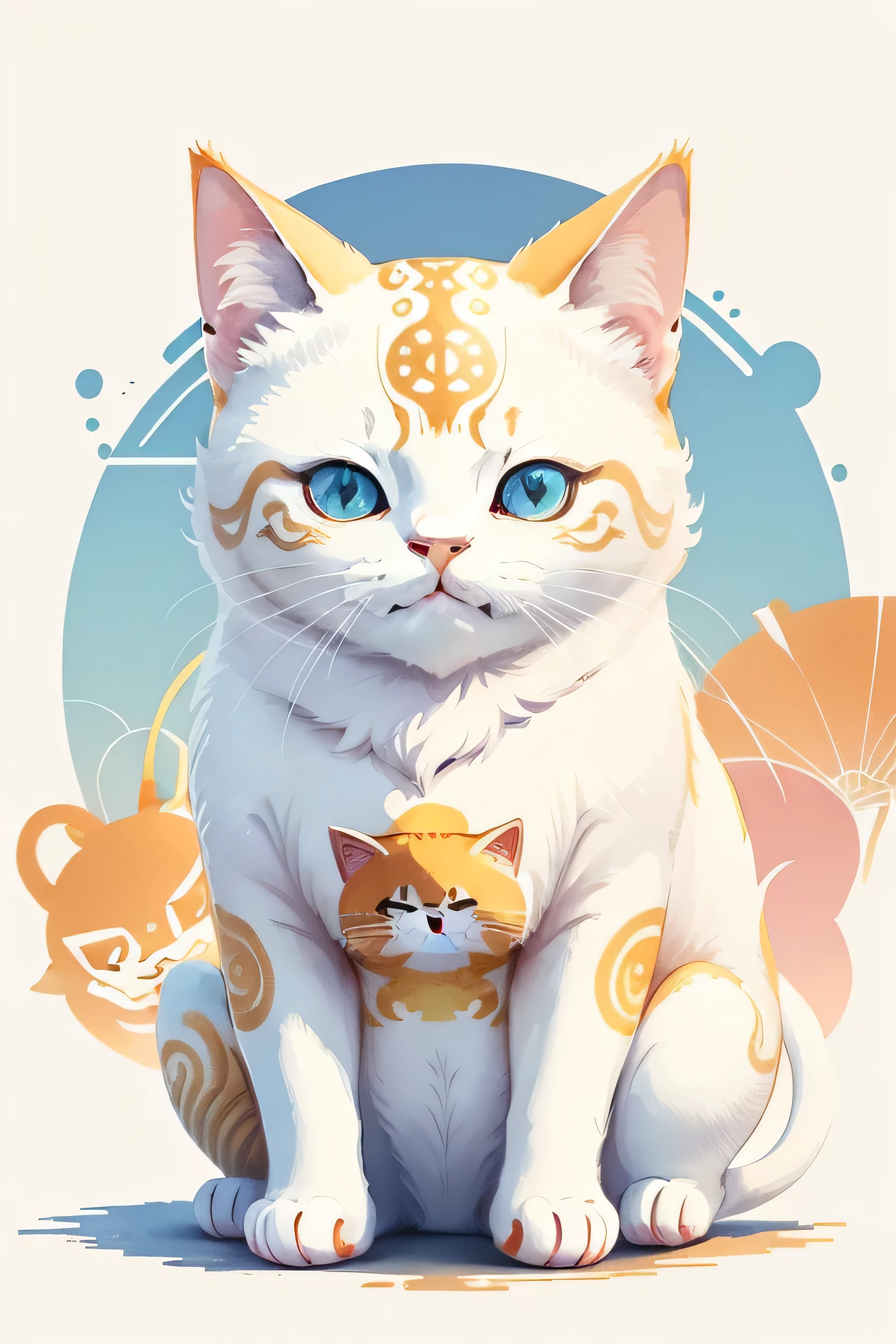 watercolor vector illustration of maneki neko summer vibes white background for shirt design