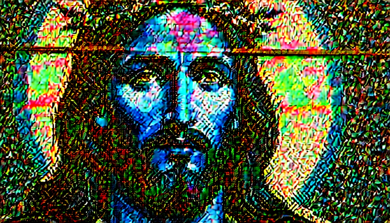 Jesus Christ photo mosaic art，pixel art，