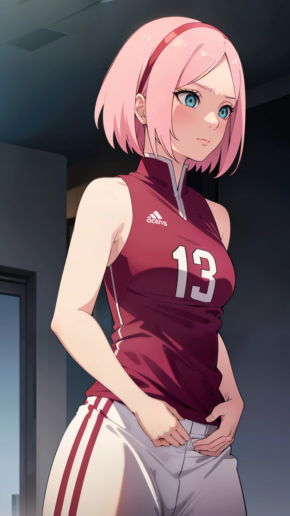 deep skin,textured skin, ,sakura haruno,(pink hair:1.4),(short hair:1.6),
BREAK (blouse and long skirt:1.2),
BREAK (crotch rope walking:1.0), volleyball player, shiny skin, watching the view, seductive thighs, cameltoe, bare arms, bare hands, bottomless,
BREAK (masterpiece:1.2), best quality, high resolution, unity 8k wallpaper, (illustration:0.8), (beautiful detailed eyes:1.6), extremely detailed face, perfect lighting, extremely detailed CG, (perfect hands, perfect anatomy),