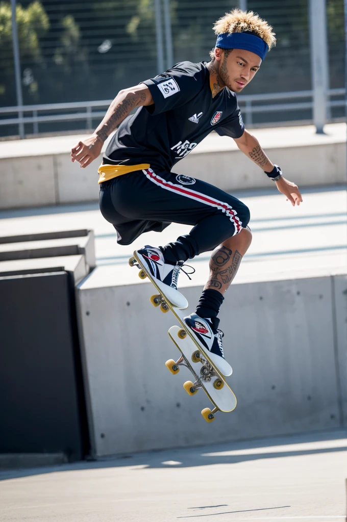 a skateboarder in an acrobatic position in the air, hockey helmet, knee pads, elbow pads, spectators