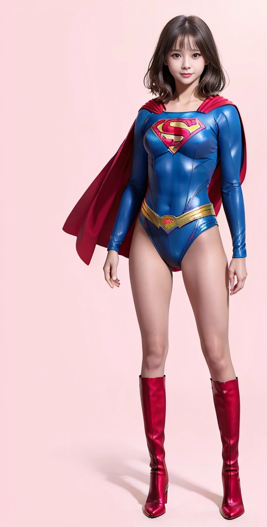 No background、(((Beautiful legs in black tights.)))、(((Legally express the beauty of your smile)))、((((Make the most of your original images)))、(((Supergirl Costume)))、(((Beautiful very short hair)))、(((suffering)))、(((Please wear black tights....、Wear red boots)))、((Best image quality、8K))、((Highest quality、8K、masterpiece:1.3))、(((Preserve background )))、Sharp focus:1.2、Beautiful woman with perfect figure:1.4、Slim Abs:1.2、Wet body:1.5、Highly detailed face and skin texture、8K
