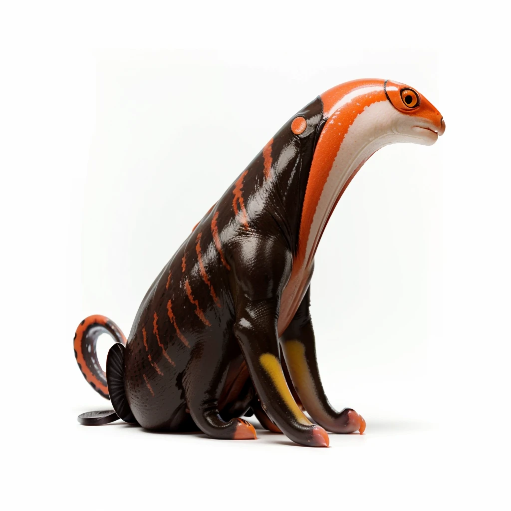Big Animaly, has red stripes on his skin, yellow eyes, squid mixed with atom, Grassroots, (no background)