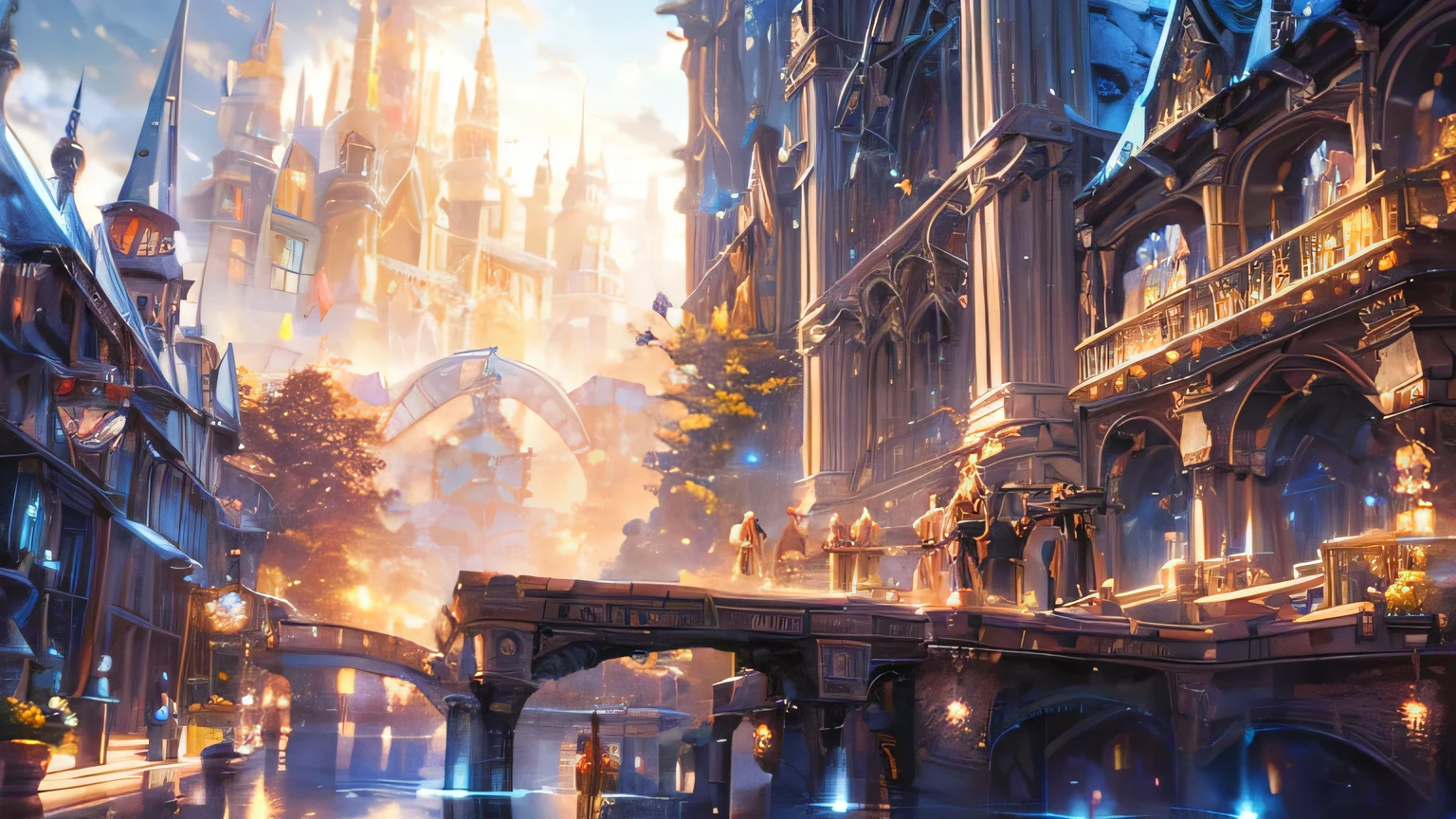 School of Magic Library haze, Thomas Kinkade, Aaron Wiesenfeld、Beksinki、Adrian Eversen、Gedimins Plankevicius、Escher, Intricately refined textures, Matte painting details, Deep Color, wonderful, Intricate details young wizards at the Royal Academy of Magic using