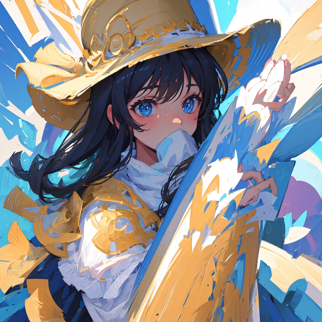 ((masterpiece)), ((best quality)), (close-up:1.35), 1girln, solo, big hat, face covered by big hat