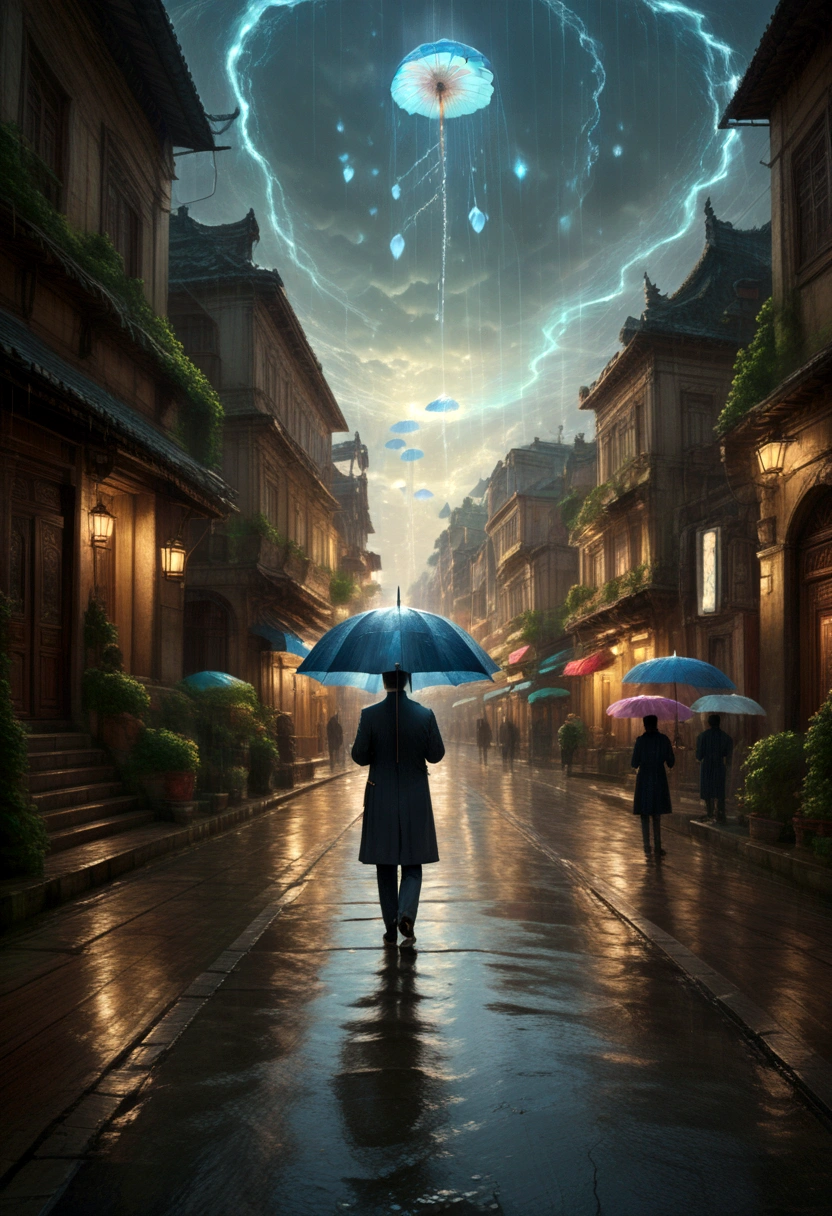 Person with an Umbrella, by Glaslorne, best quality, masterpiece, very aesthetic, perfect composition, intricate details, ultra-detailed
