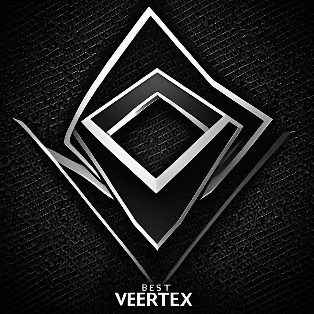 logomkrdsxl,an  edgy logo  3D patterns with vertex ,  vector, text "vertex",  best quality, masterpiece, brand, dark background, 