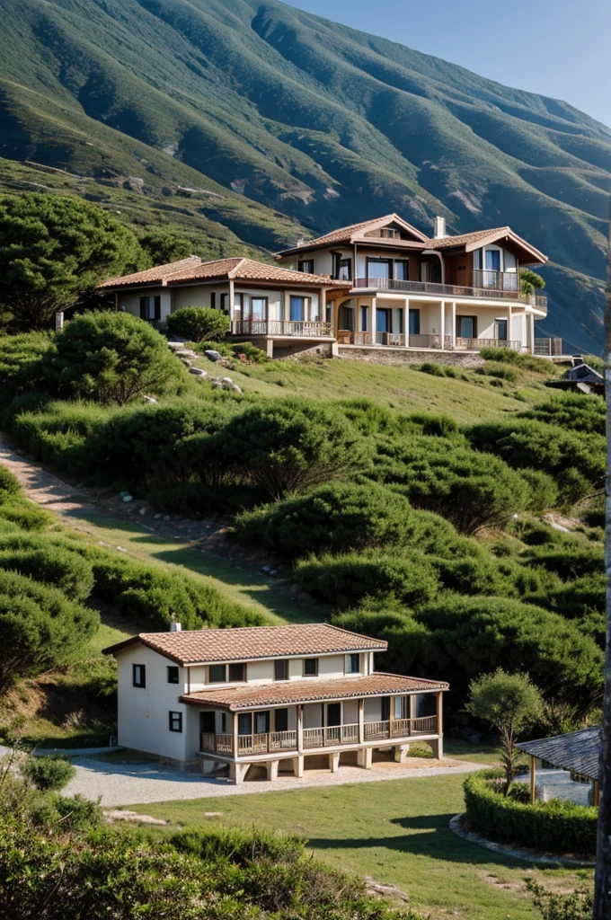 House on the mountain near the sea