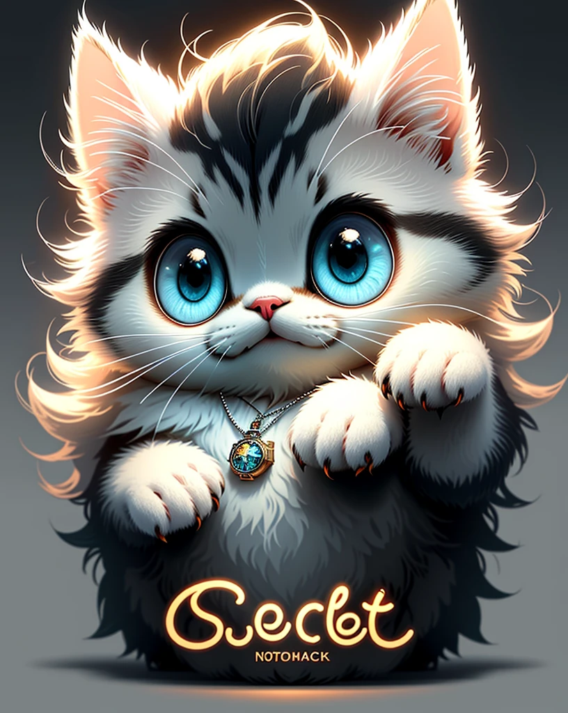 Wearing a necklace、With eyes of different colors、small and cute cat,Norwegian Forest Cat, Little, Lovely and fluffy, Logo Design, comics, Cinematic Lighting Effects, Charm, 3D vector art, Cute and quirky, Fantasy art, Bokeh, Written by hand, Digital Painting, Soft lighting, isometric style, 4K resolution, Photorealistic Rendering, Very Detailed and Clean, Vector Image, A photorealistic masterpiece, Professional photography, Simple space background, Flat white background, isometric, vivid vector,Handwritten style