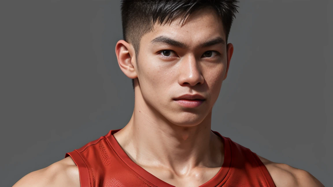 เด็ก1 man, 18 years old, Asia, Boyfish face, (Thin face), short hair, stalwart, Deep, dark tan, ambitious eyes, aggressive,About sports, basketball player, basketball set, (Masterpiece:1.2), (best quality:1.2), (มีรายVery detailed:1.2), (มีรายVery detailed face), (Detailed background), (Very detailed), realistic, 1 man, เด็ก1 man, handsome,