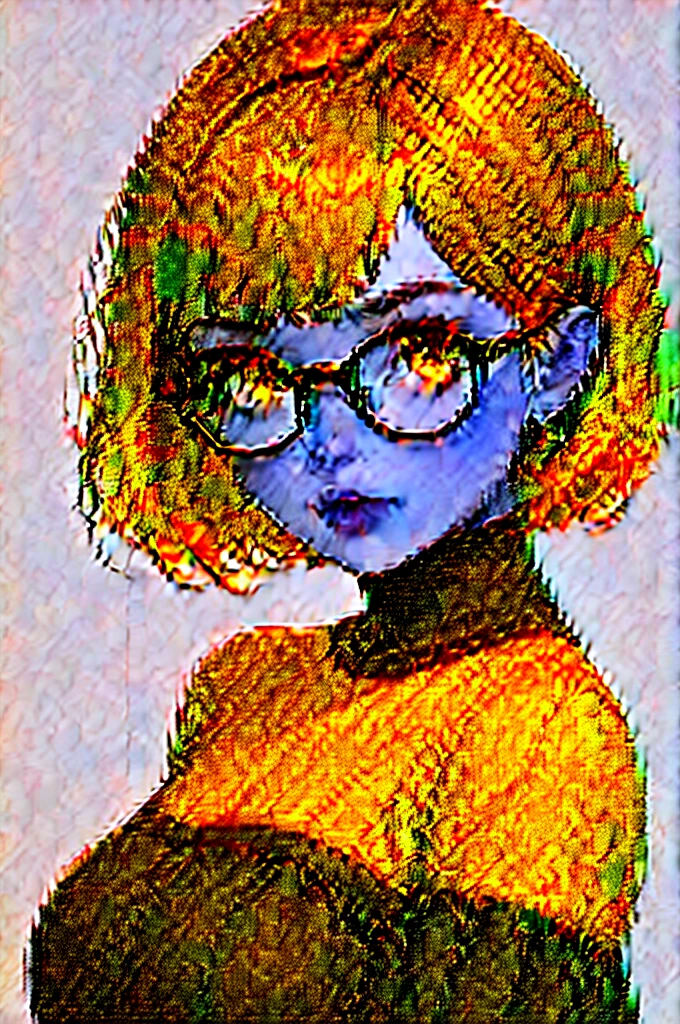 Karylith, medium breast, girl, ultramarine Blue short hair , parted bangs, glasses, latina, blue eyes, square face, caucasian, thin lips, little tanned, small nose, small mouth, hair over one eye, gothic makeup,
