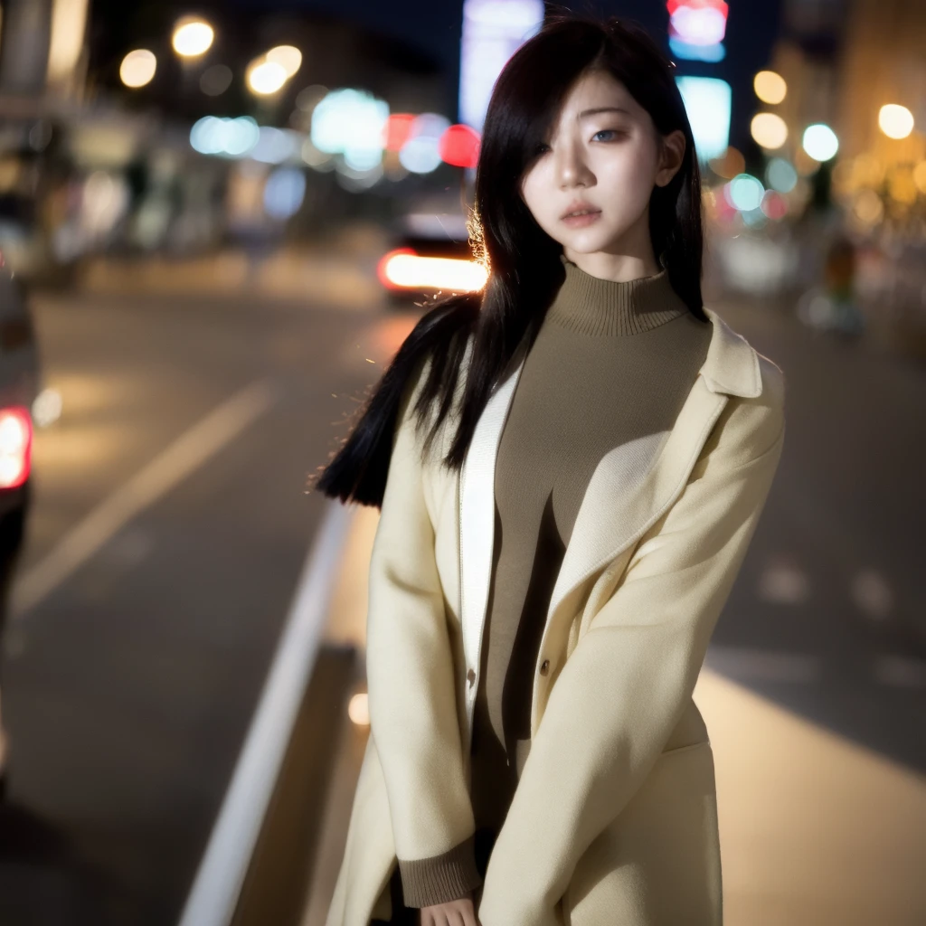 (Cinematic Aesthetic:1.4) Photo of a beautiful korean fashion model bokeh city night