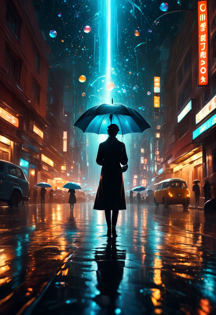 Person with an Umbrella, by Alena Aenami, RAW photo, 35mm photograph, bokeh, best quality, masterpiece, very aesthetic, perfect composition, intricate details, ultra-detailed