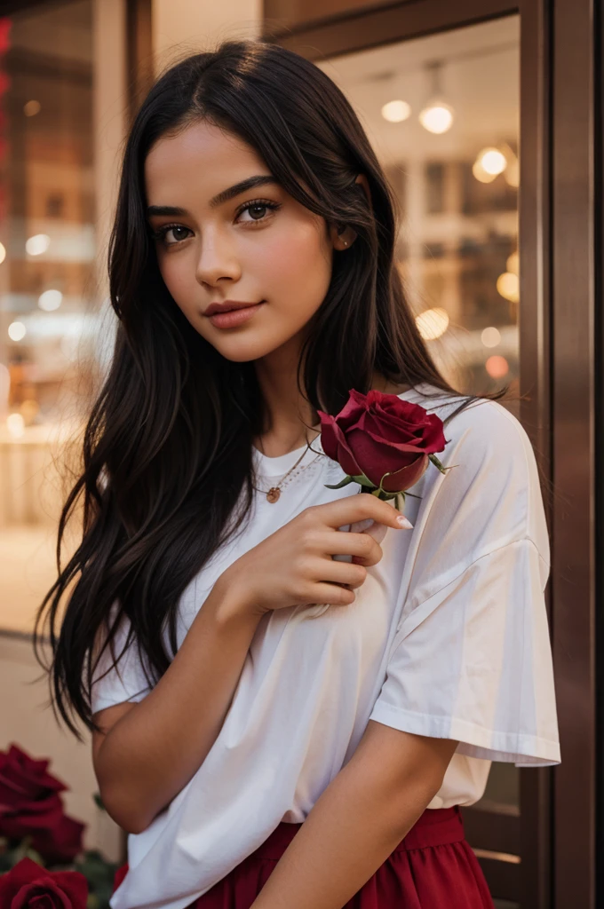 A girl with rose in her hand 