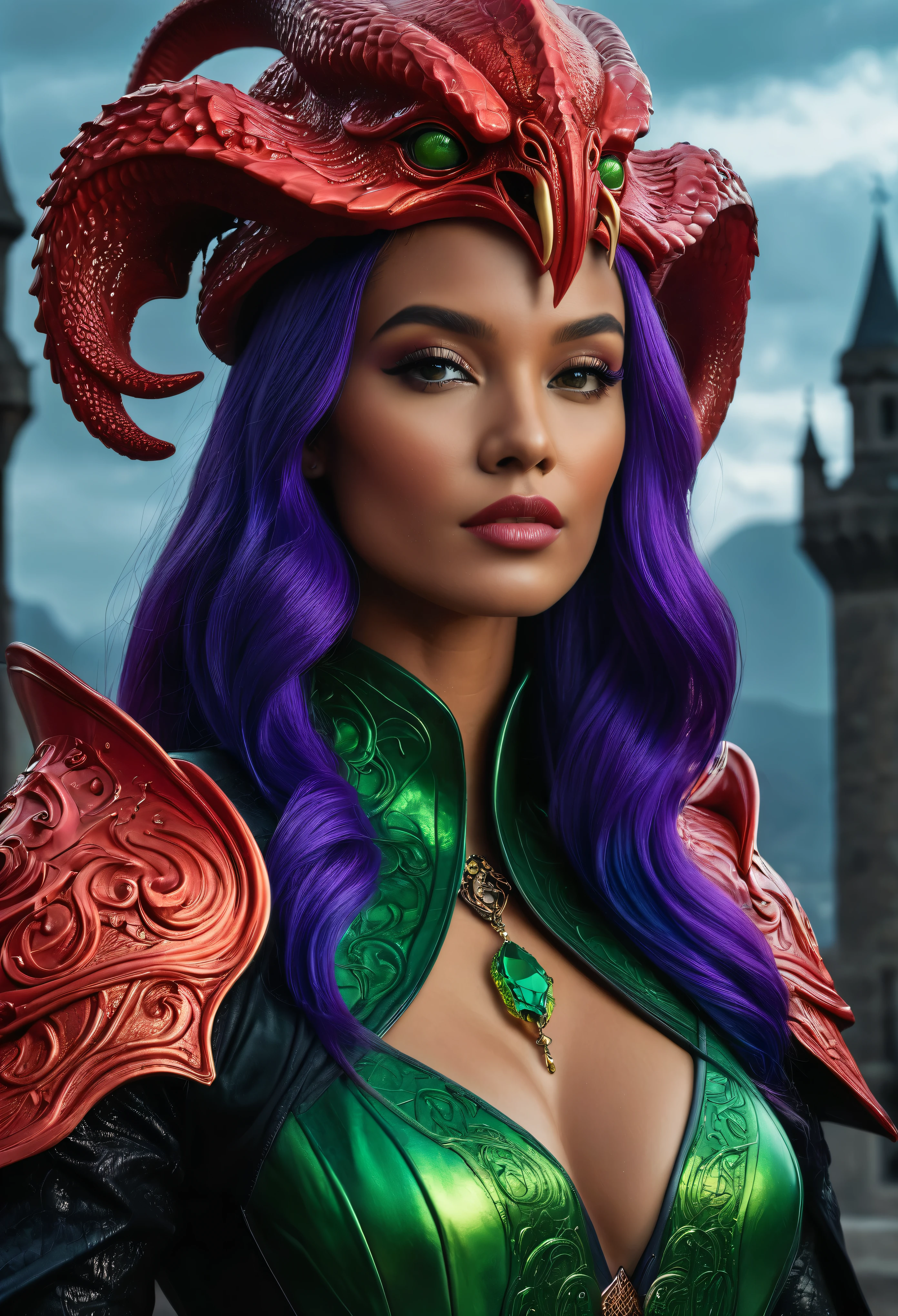 (best quality,4k,8k,highres,masterpiece:1.2),ultra-detailed,(realistic,photorealistic,photo-realistic:1.37),0 Neon Mutation Grimm female Knights (Cthulhu Bishop:1)