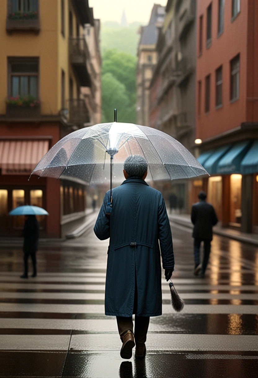 Person with an Umbrella, looking at viewer, by Quint Buchholz, RAW photo, 35mm photograph, bokeh, best quality, masterpiece, very aesthetic, perfect composition, intricate details, ultra-detailed