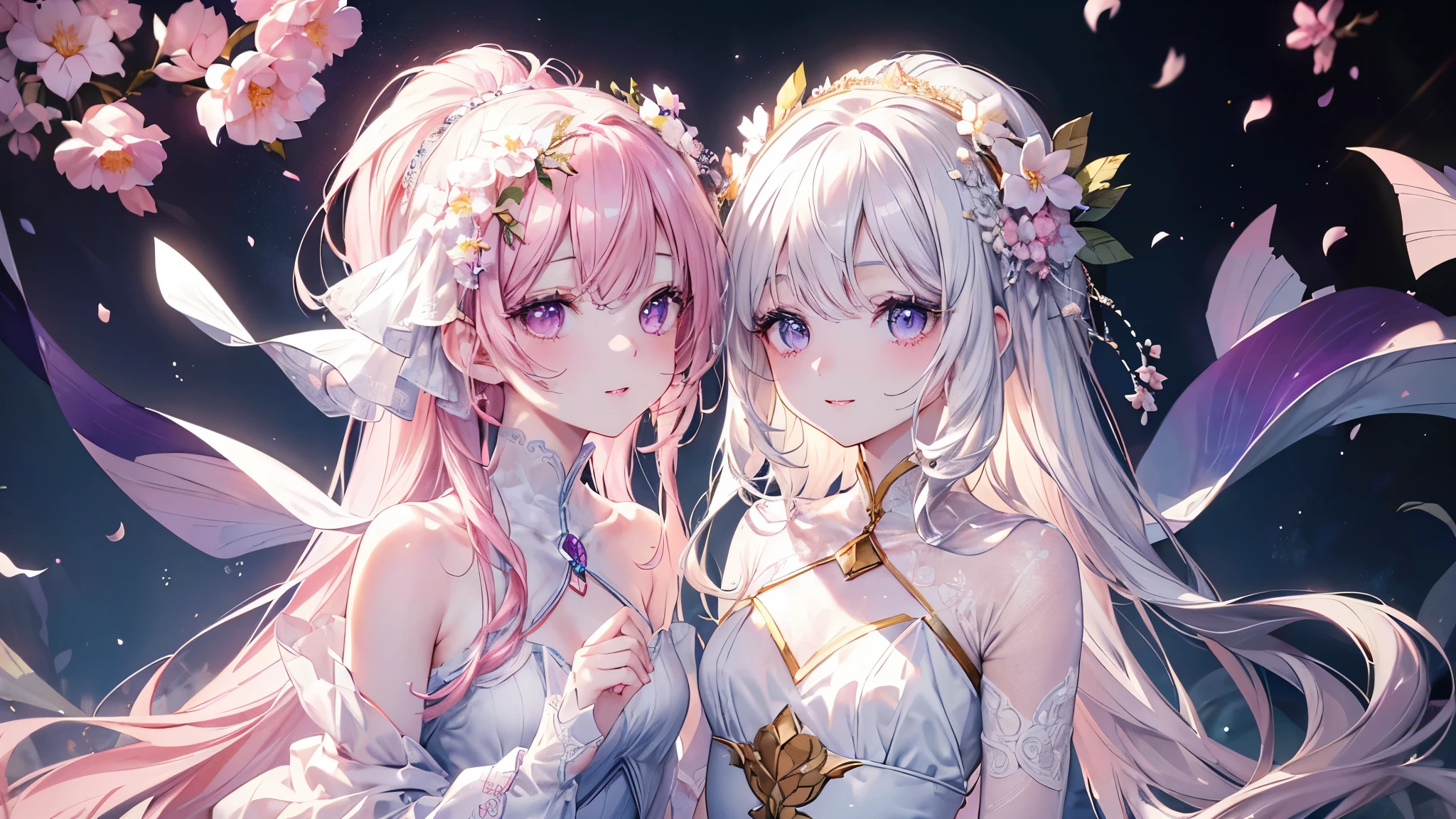 (Highest quality、masterpiece、Ultra-fine、Ultra-fine、delicate、delicate、16K、Full HD) 、((boost mood)), ((Just One:1.5)) 、sunny、smile、(full of energy)(Purple eyes、Long eyelashes、White skin、slim、Pale pink lips、Pale pink cheeks、thin and long)、(thin and high nose、Small Nose)、